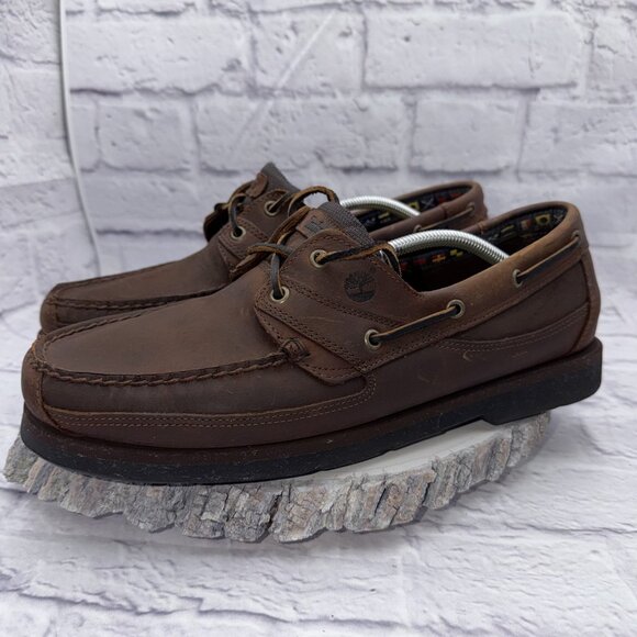 Timberland Mens Size 13W Brown Leather Loafer Boat Shoe 71024 Slip On Casual - Picture 4 of 13
